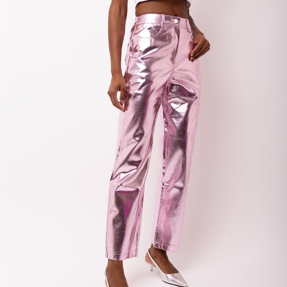 Shimmering Pink Straight Leg Pants